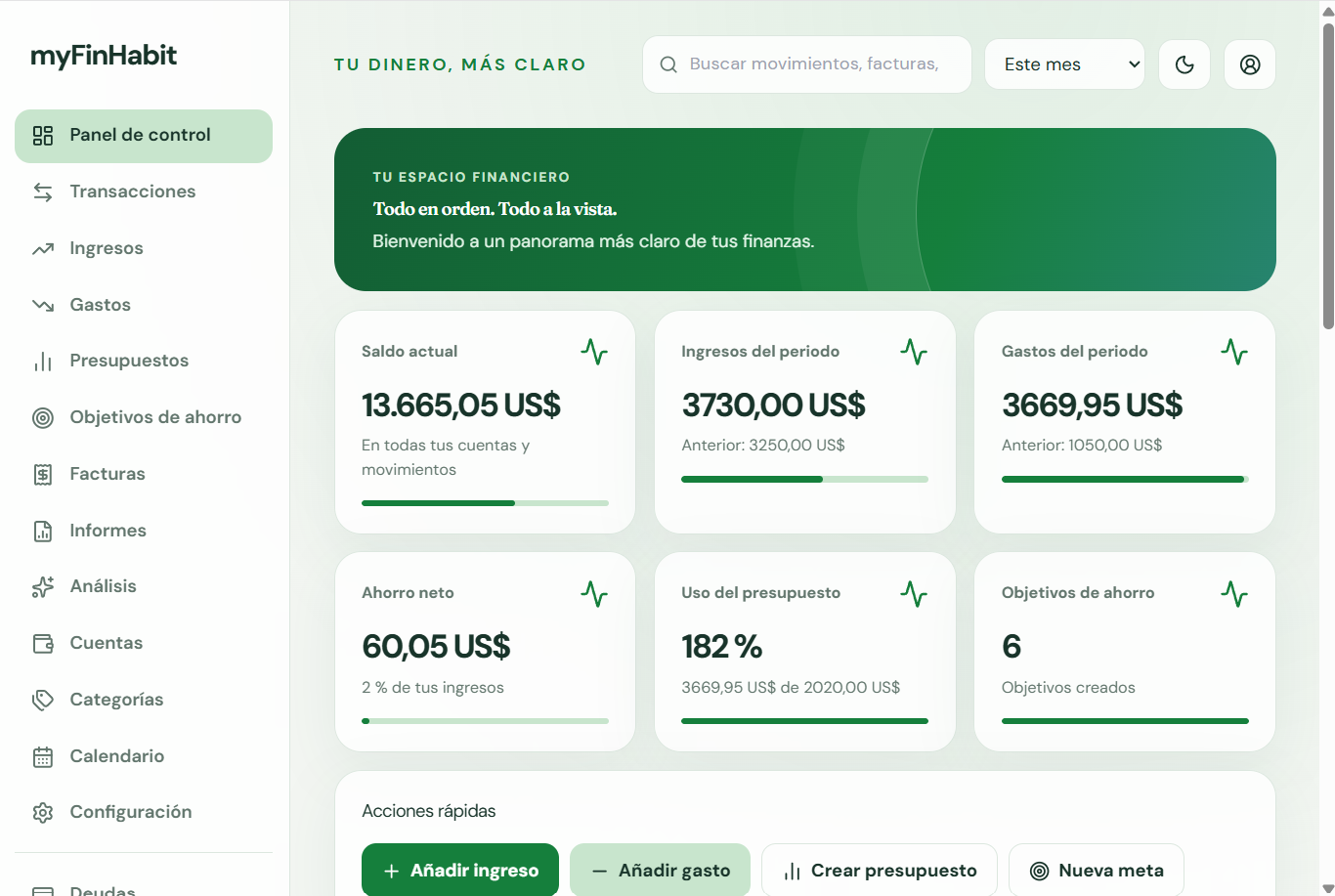 Plantilla de Canva: tu dinero en una página.